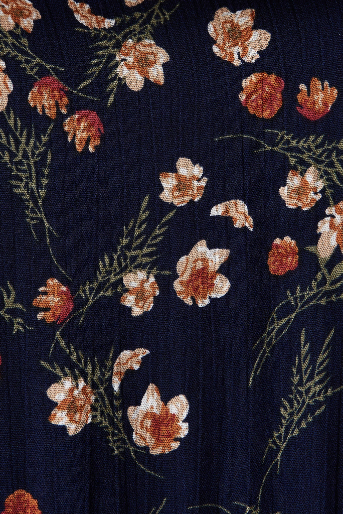 Macca Dress In Navy Floral - fabric