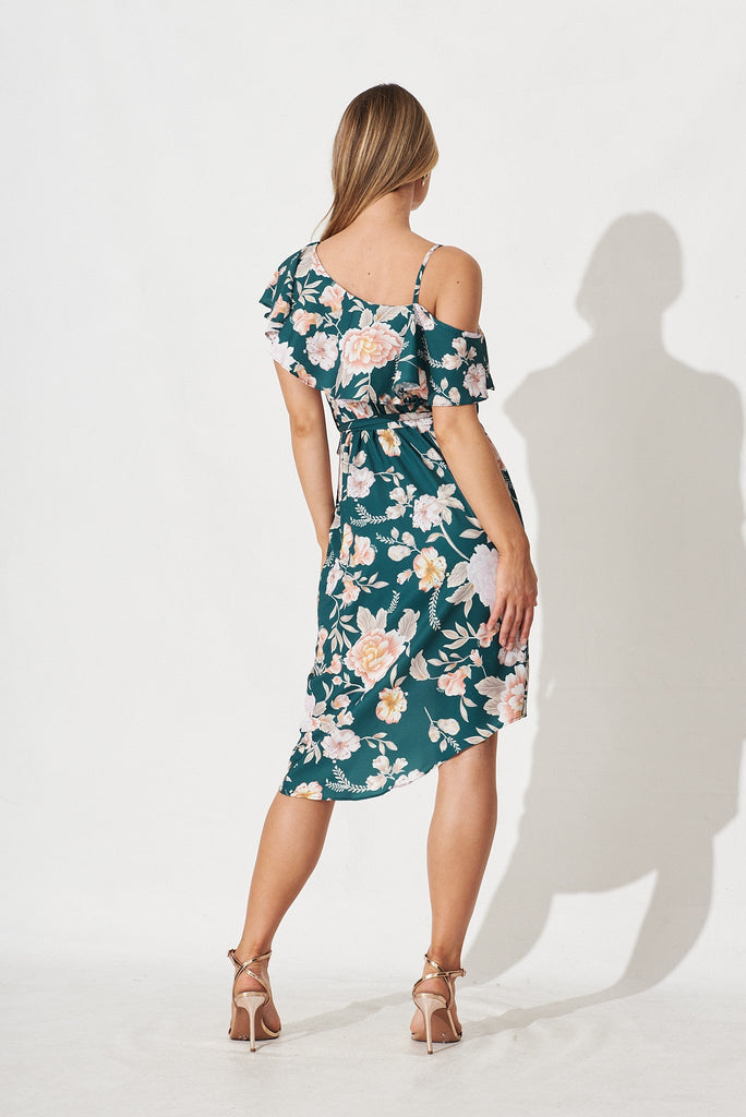 Wintour Dress In Teal Floral - back