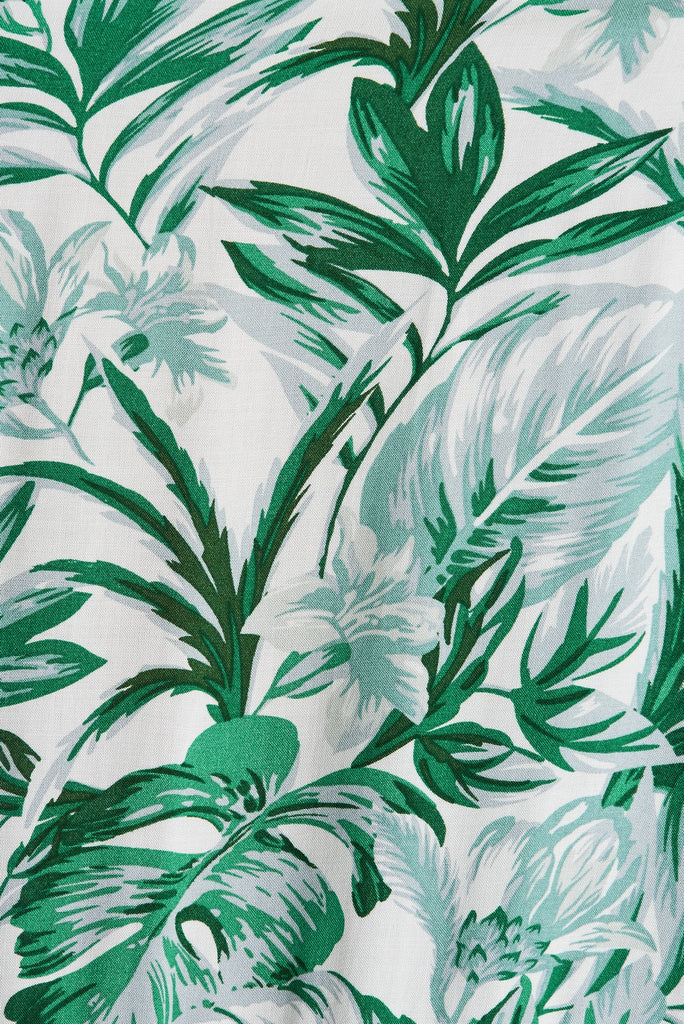 Alba Maxi Dress In White With Tropical Green Floral - St Frock (Dev)