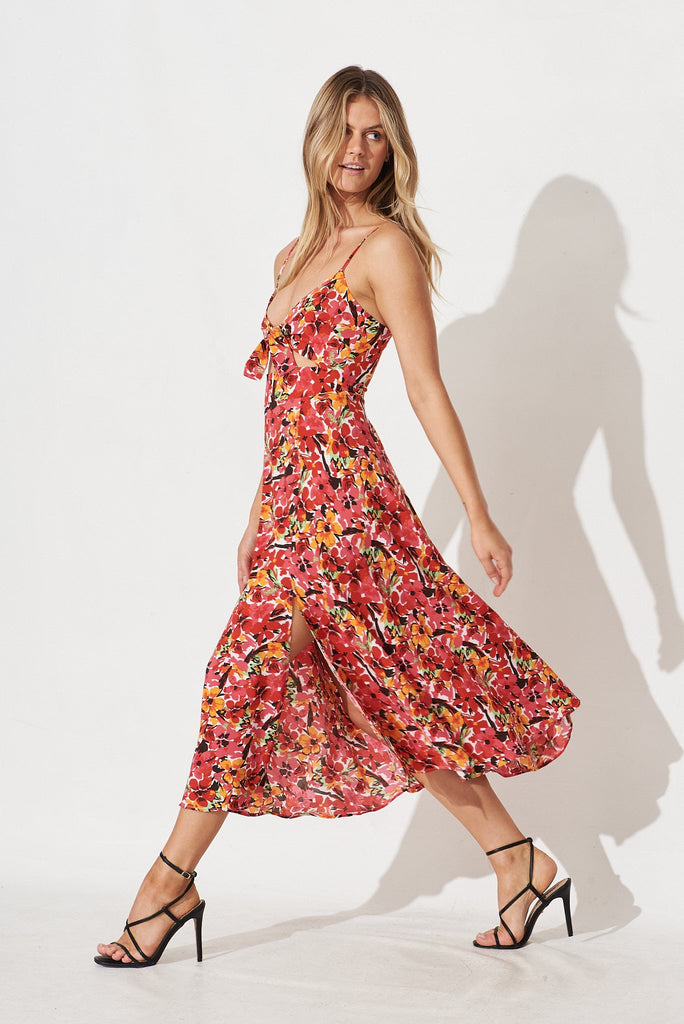 Andressa Midi Dress In Red Floral - side