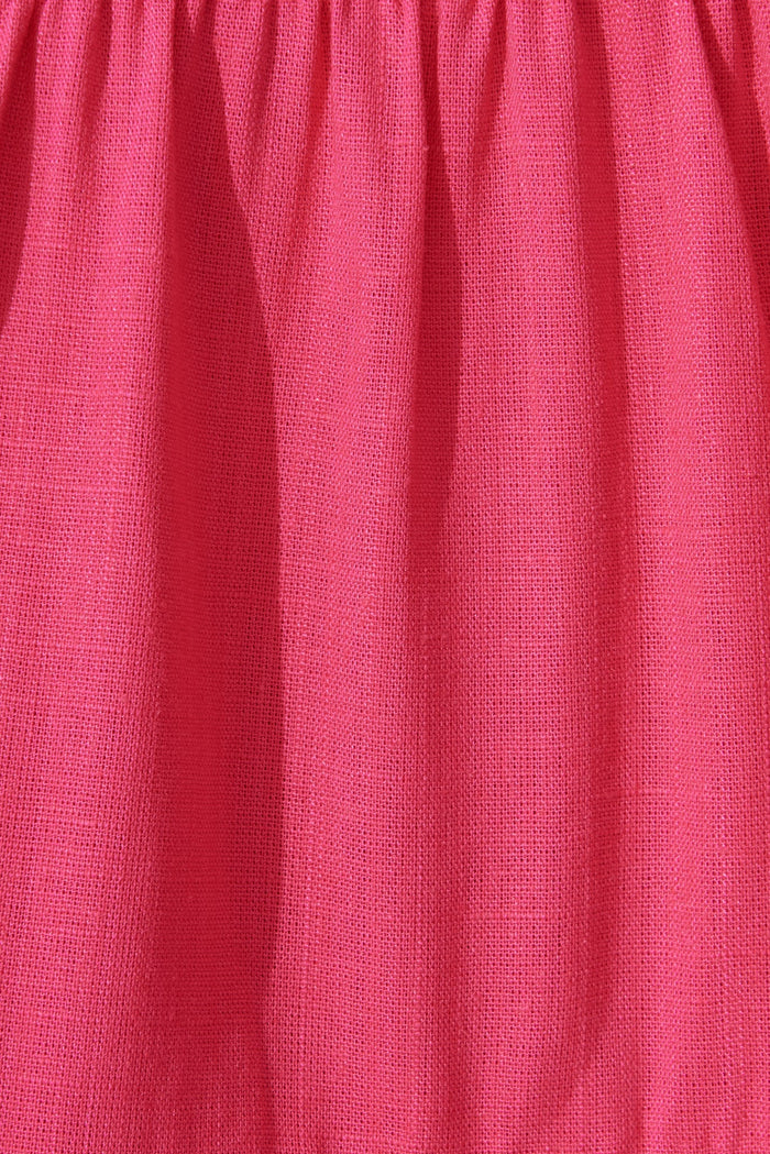 Jollie Smock Dress In Hot Pink Linen Blend - fabric