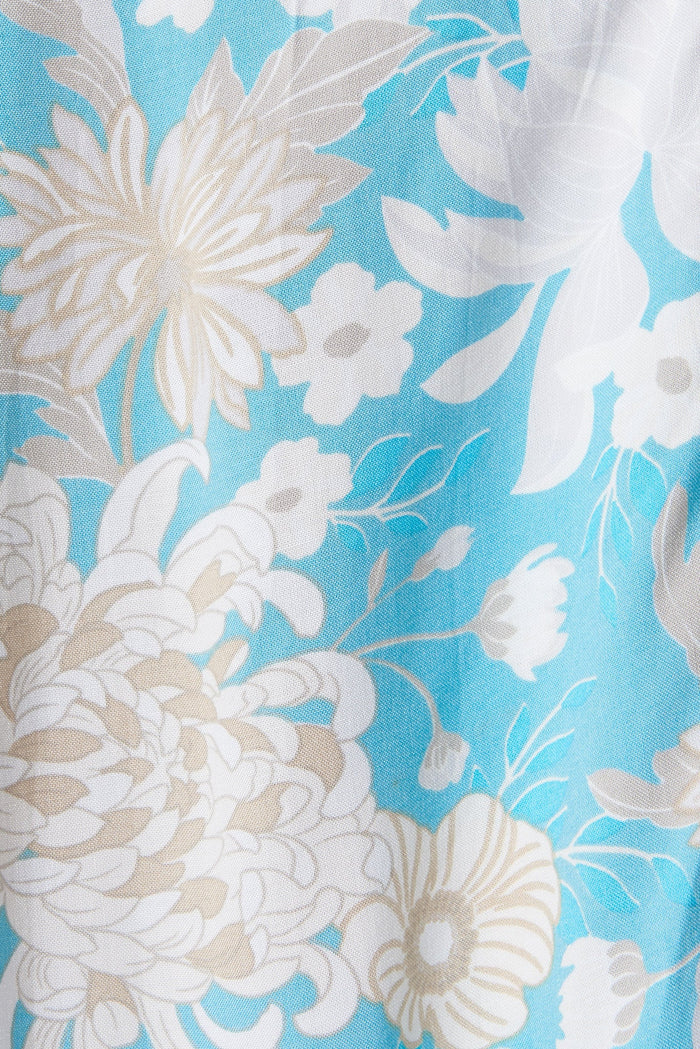 Elynne Midi Dress in Blue with White Floral - fabric