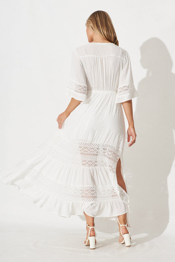 Roxy Maxi Dress In White Swiss Dot - back