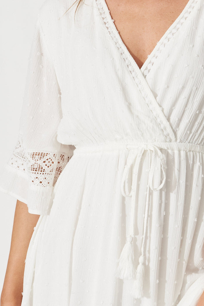 Roxy Maxi Dress In White Swiss Dot - detail