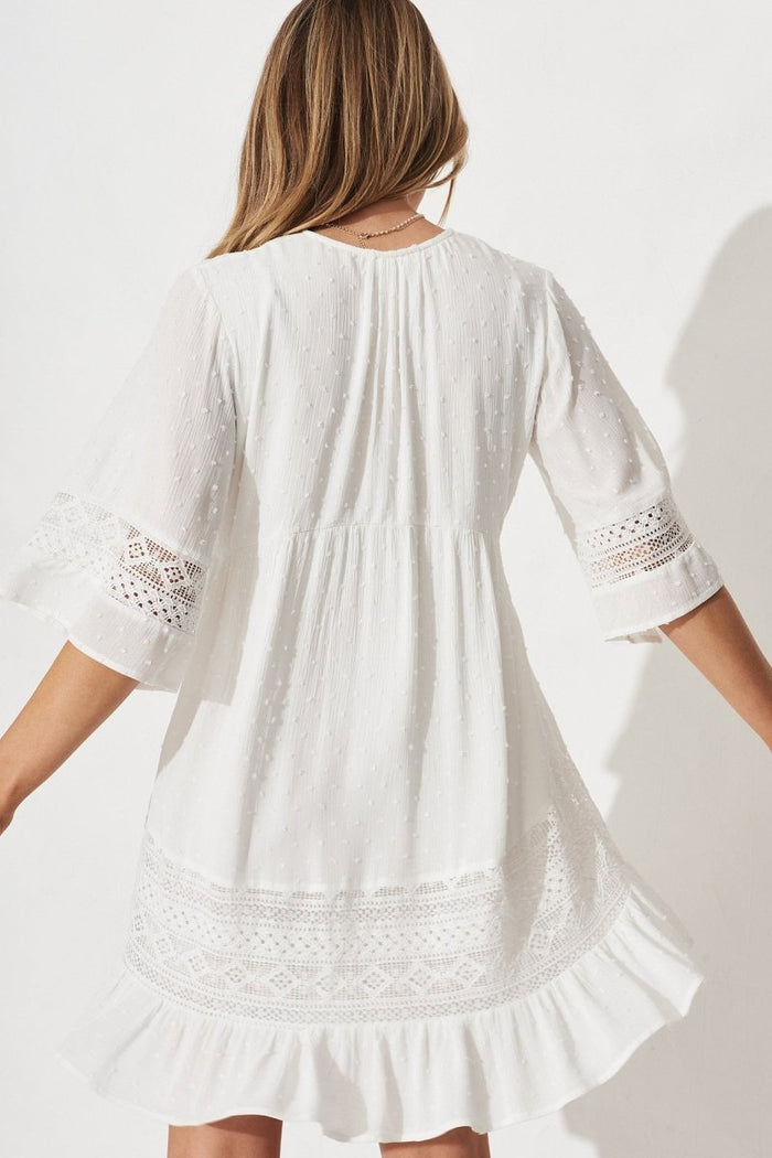 Bohemia Dress In White Swiss Dot - St Frock (Dev)