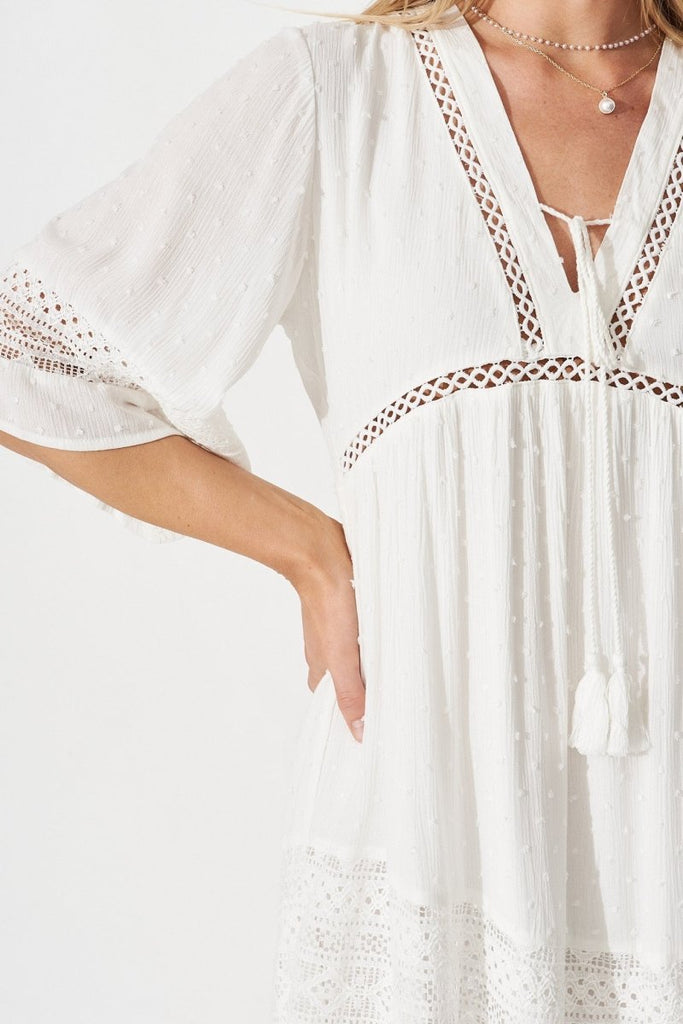 Bohemia Dress In White Swiss Dot - St Frock (Dev)