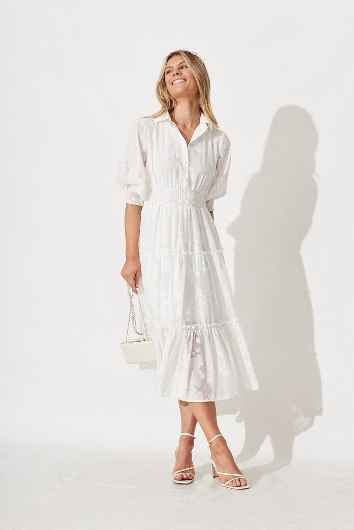Brittney Maxi Dress In White Chiffon - St Frock (Dev)