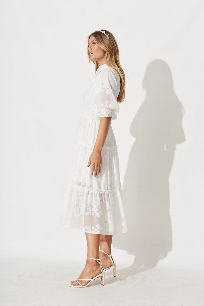 Brittney Maxi Dress In White Chiffon - St Frock (Dev)