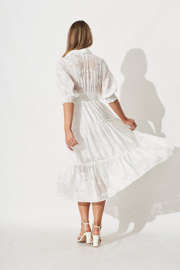 Brittney Maxi Dress In White Chiffon - St Frock (Dev)