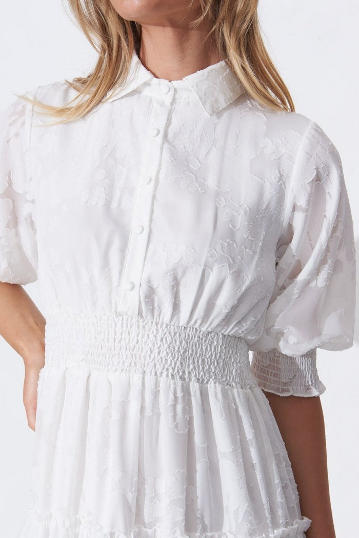 Brittney Maxi Dress In White Chiffon - St Frock (Dev)