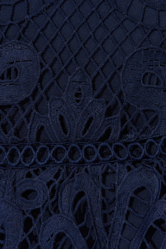 Norelle Lace Dress In Navy - fabric