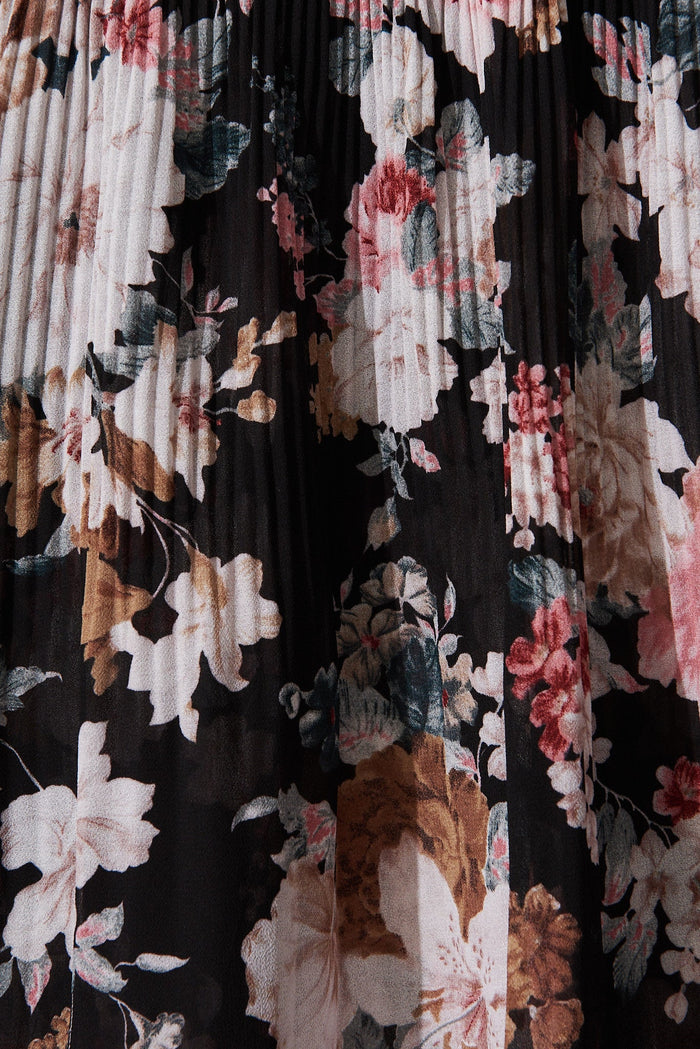 Scarlet Dress In Black With Blush Floral - fabric