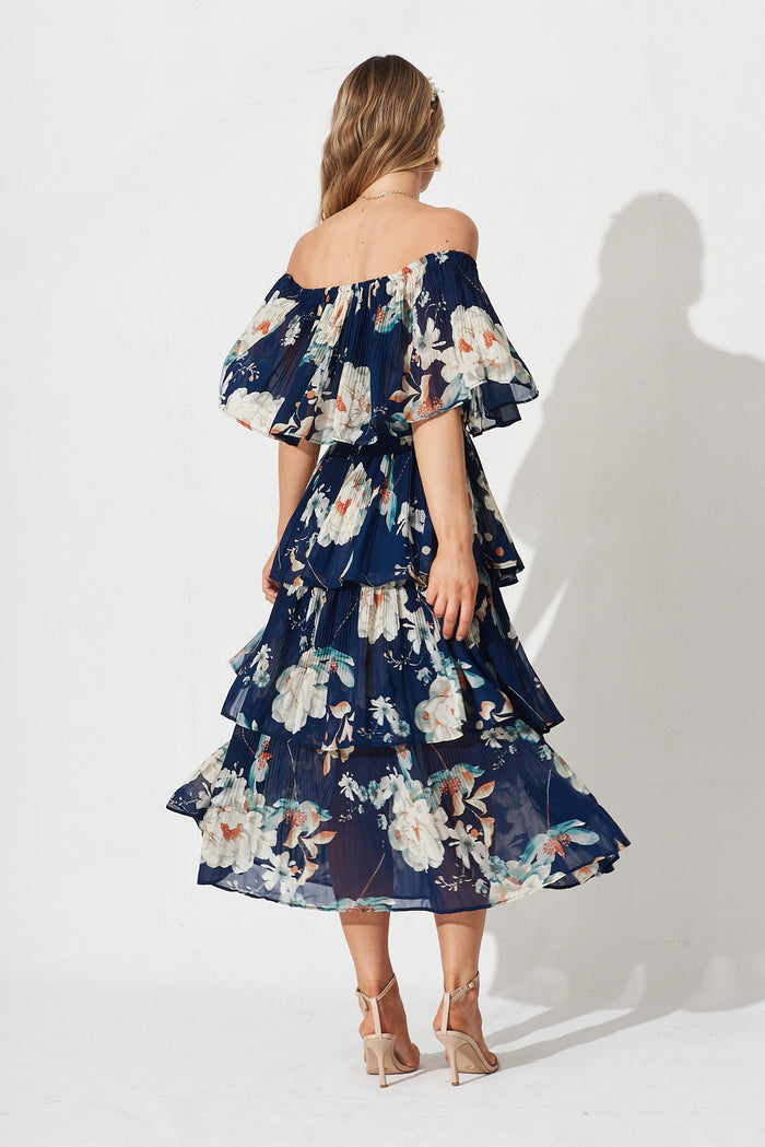 Scarlet Dress In Navy With Multi Floral - back