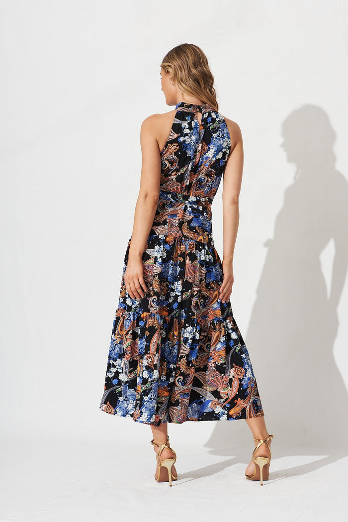 Khalo Dress In Black Paisley - back