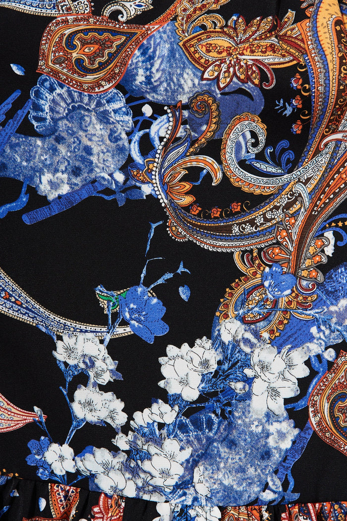 Khalo Dress In Black Paisley - fabric