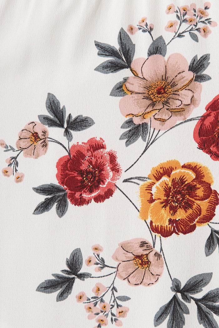 Helena Dress In White With Blush Floral - fabric