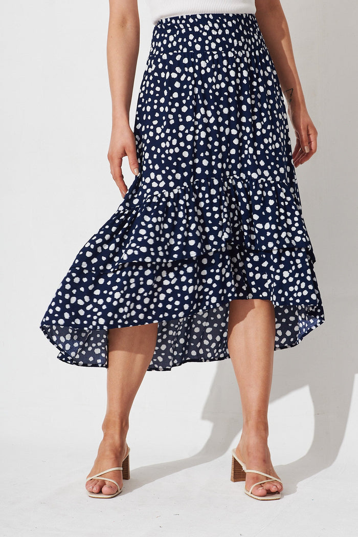 Breakaway Skirt In Navy With White Speckle - front