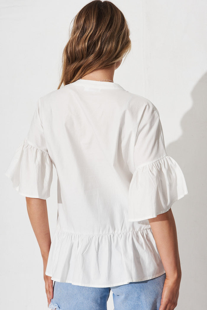 Henriette Top In White Cotton Poplin - back