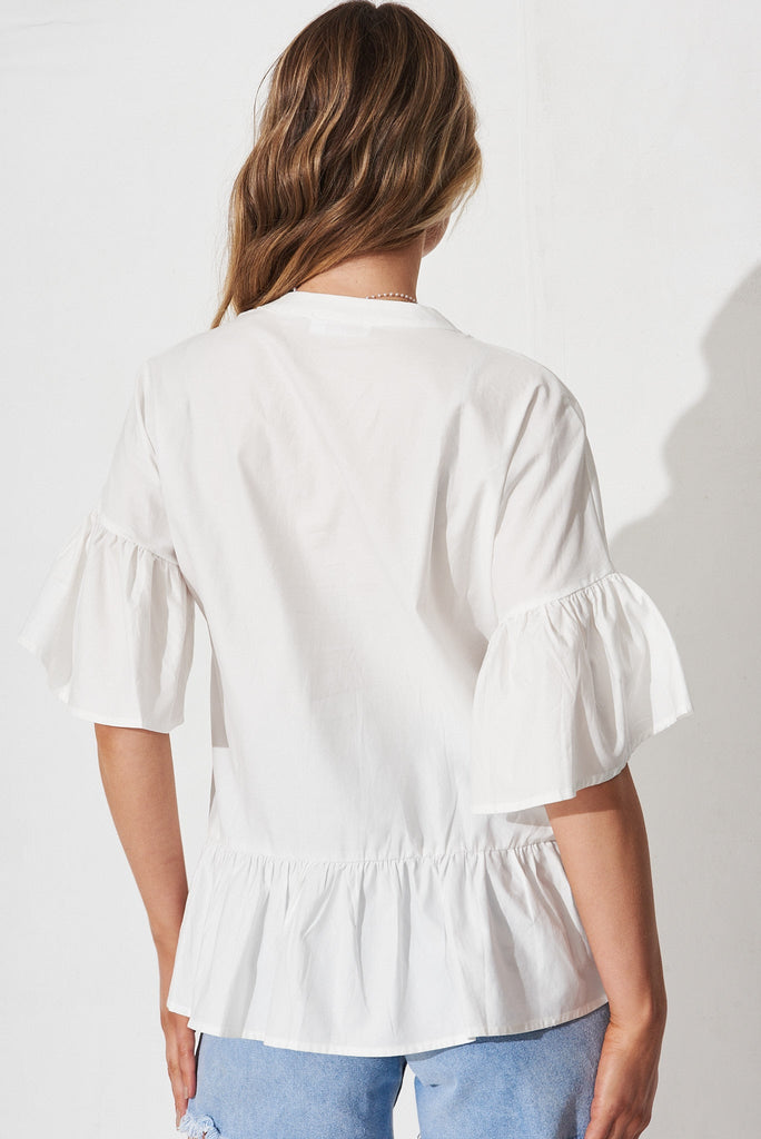 Henriette Top In White Cotton Poplin - back