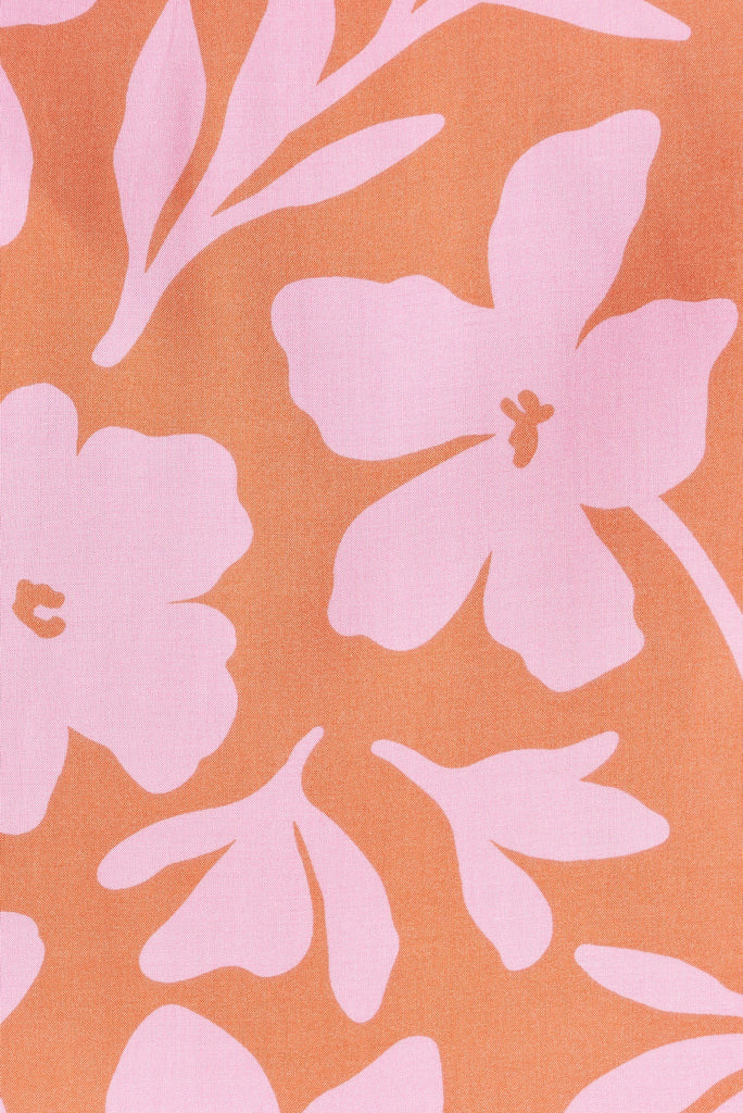 Akari Top In Orange and Pink Floral - fabric