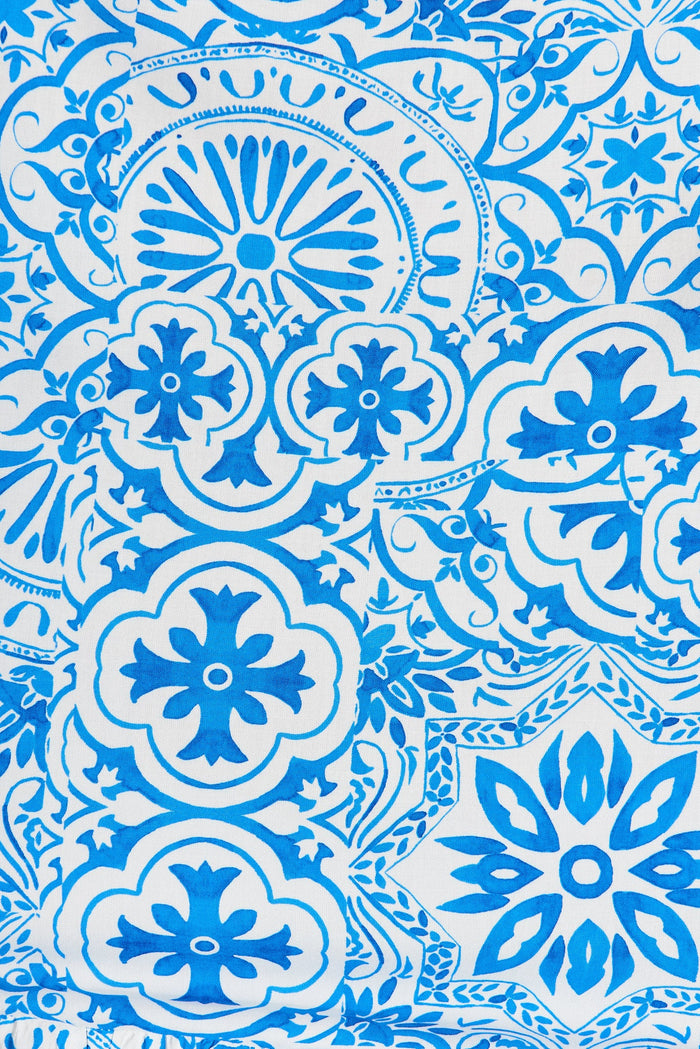 Oceania Top In Blue Tile Print - fabric