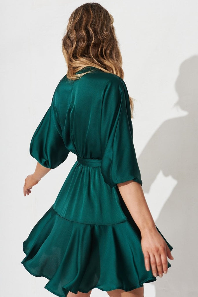 Brylie Dress In Emerald Satin - St Frock (Dev)