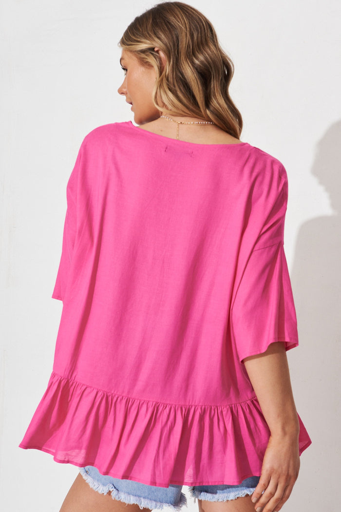 Piana Top In Pink Linen Blend - back
