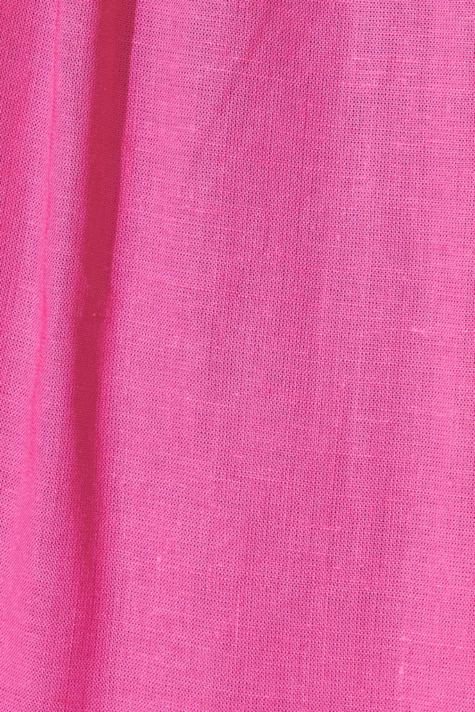 Piana Top In Pink Linen Blend - fabric