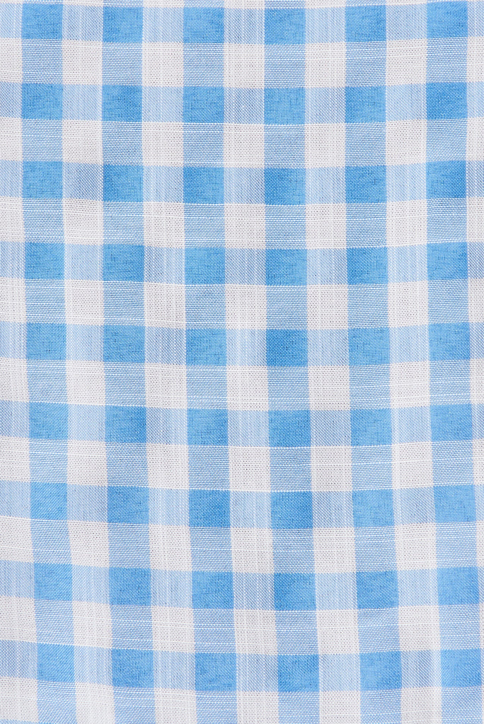 Perry Sun Midi Dress In Blue With White Gingham - fabric
