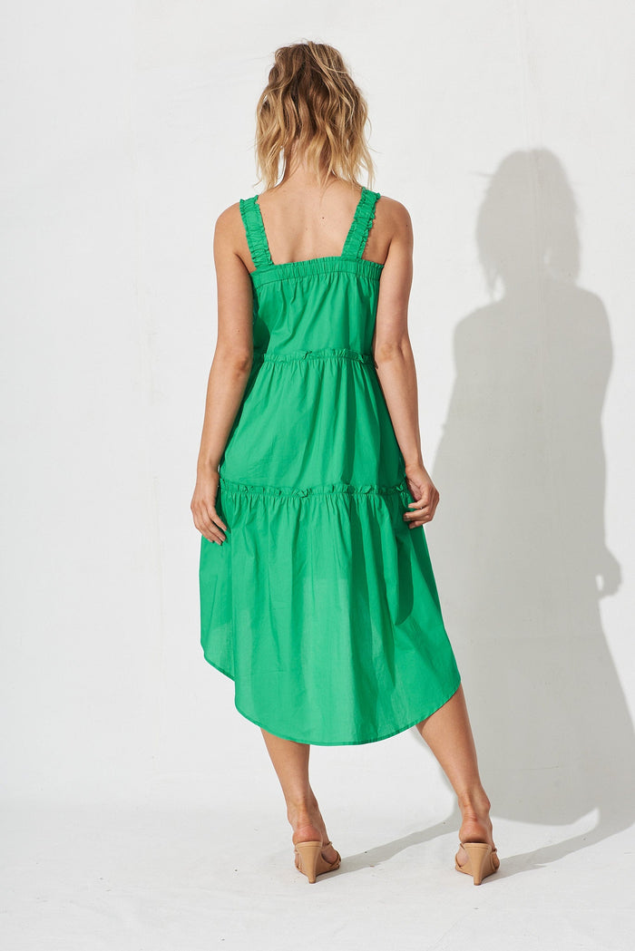 Izzia Midi Dress In Green Cotton - back