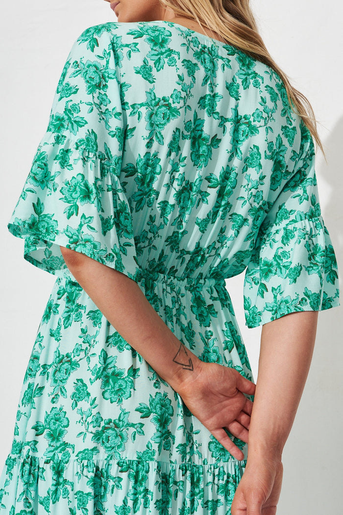 Ploy Maxi Dress In Green Floral - back