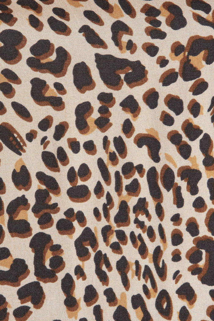 Tarz Smock Dress In Begie With Brown Leopard Print - fabric