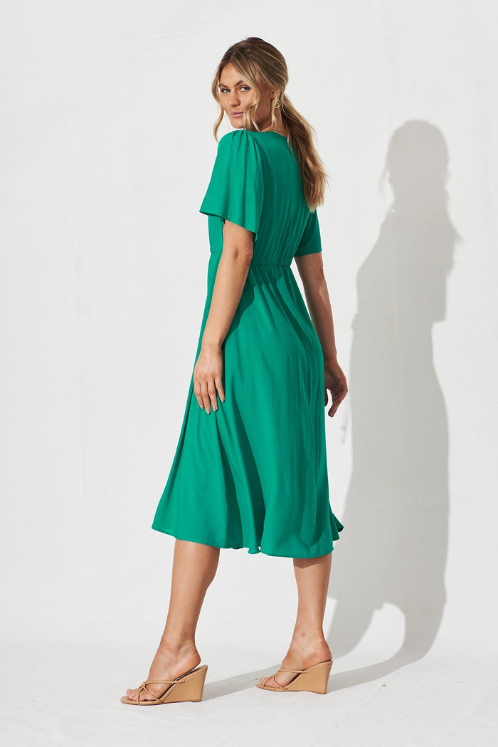 Melody Midi Dress In Turquoise - side