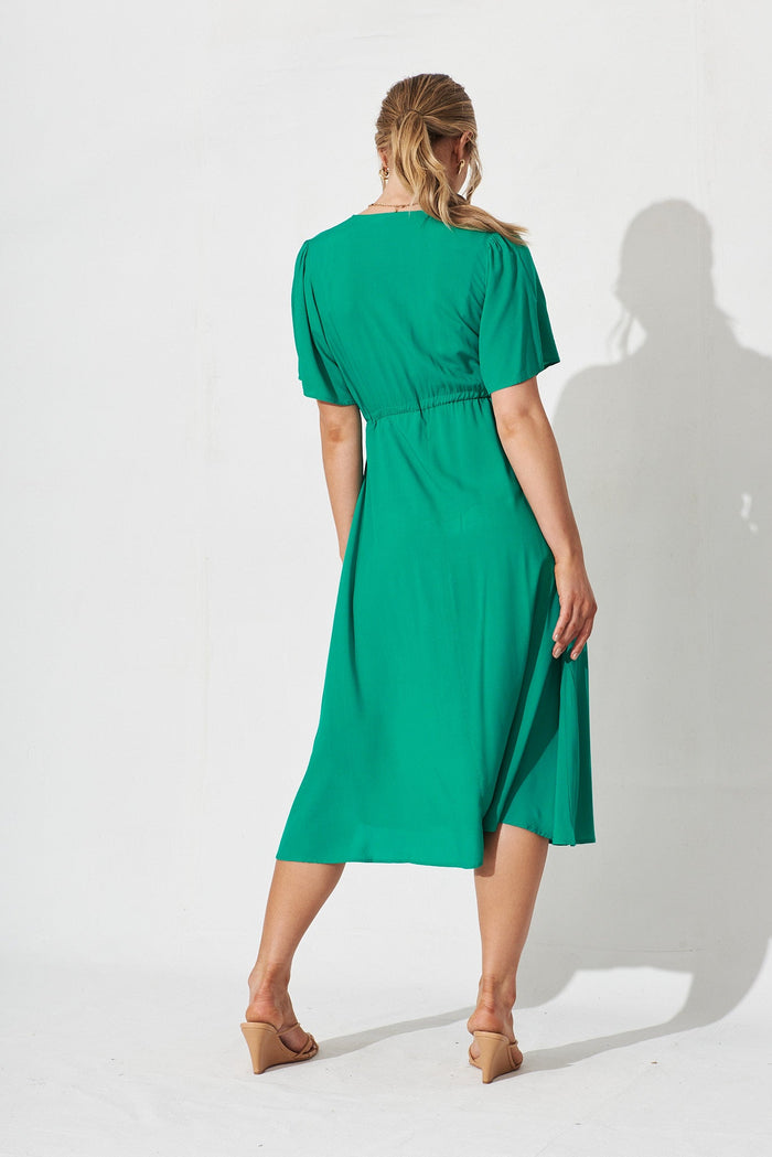 Melody Midi Dress In Turquoise - back