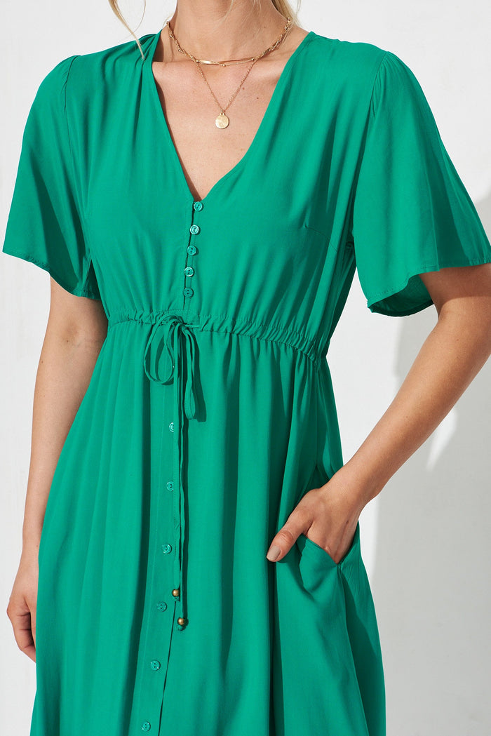 Melody Midi Dress In Turquoise - detail