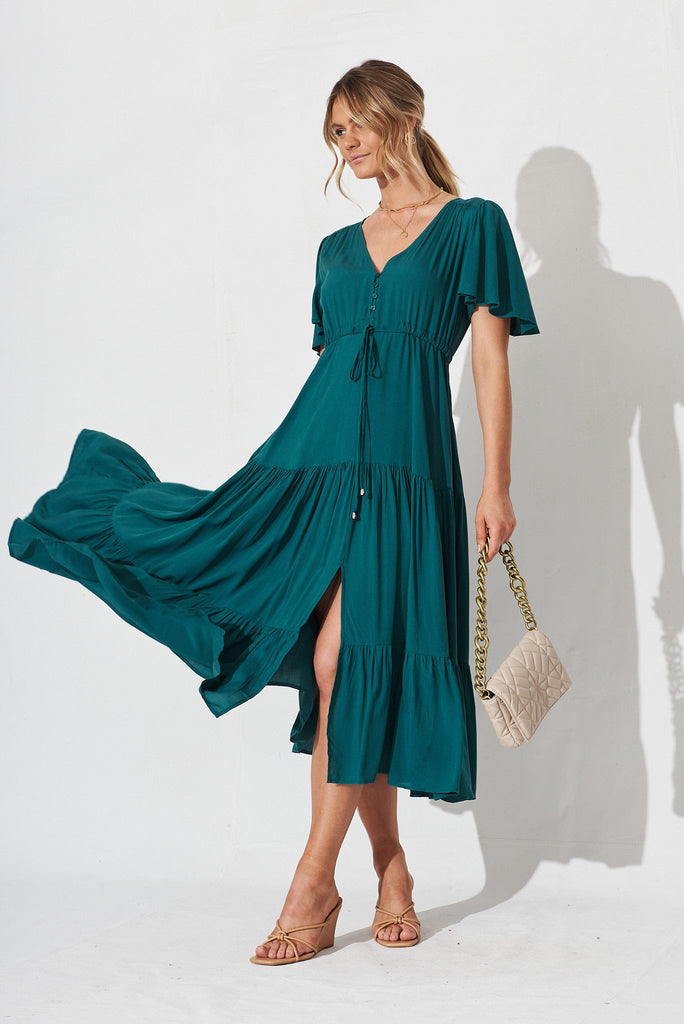 Violet Maxi Dress In Teal - full length