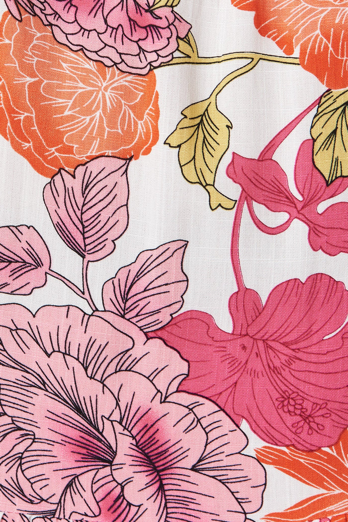 Maitai Dress In Orange And Pink Floral - fabric