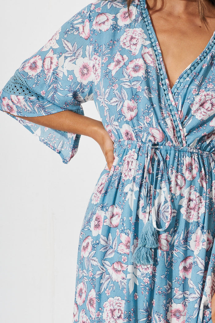 Roxy Maxi Dress In Blue Floral - detail