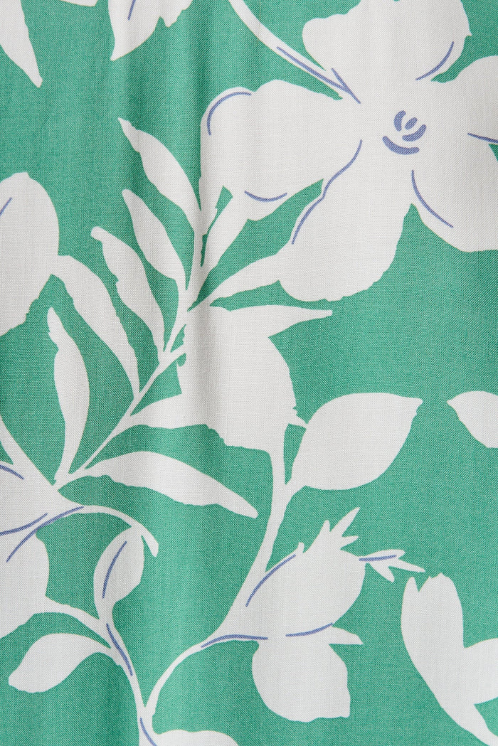Hilee Top In White With Green Floral - fabric