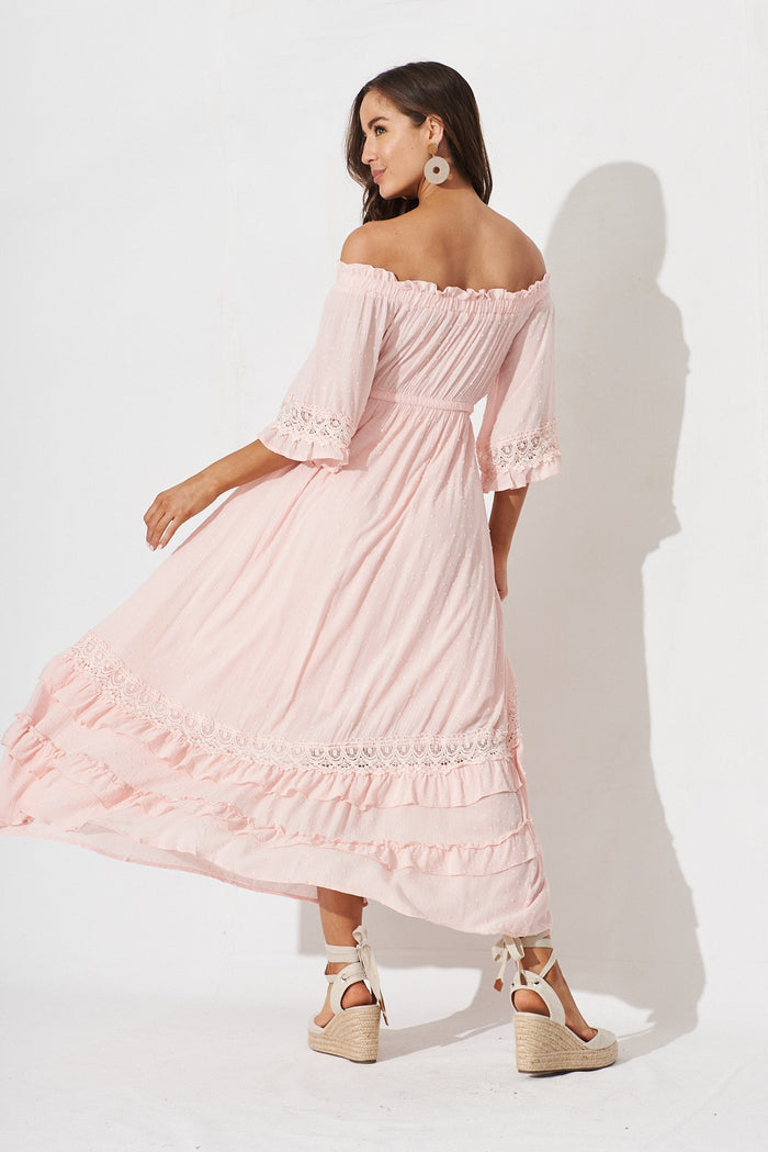 Tallulah Midi Dress In Blush Swiss Dot - back
