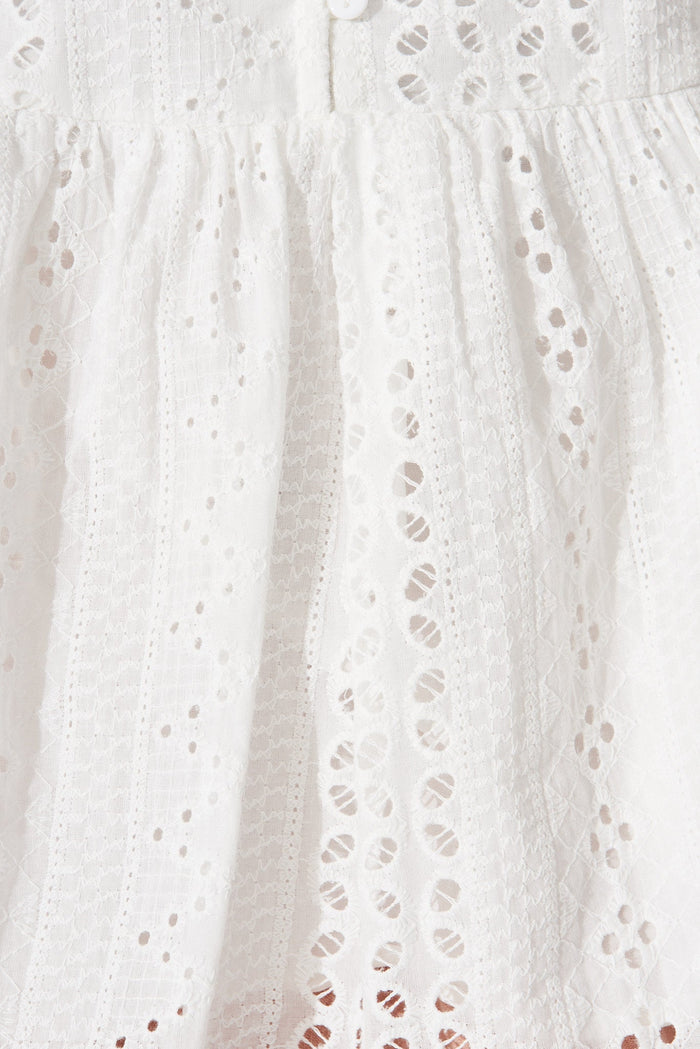 Aspen Top In White Broderie Cotton - fabric