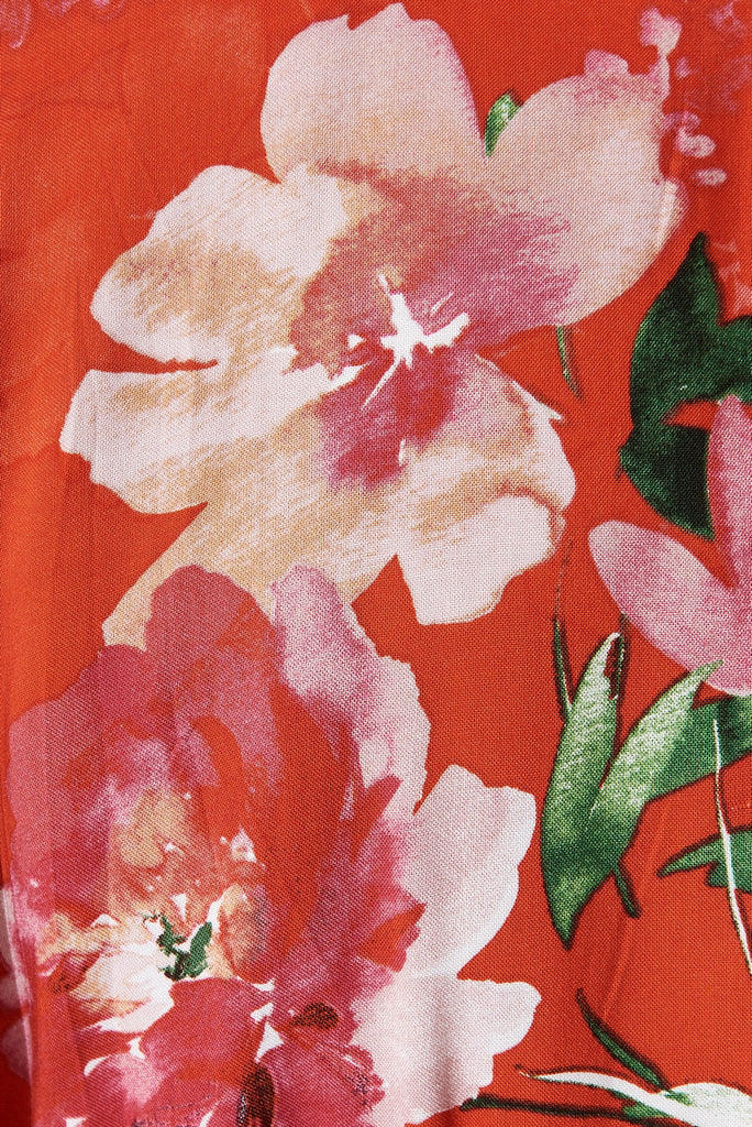 Ellen Top In Red And Pink Floral - fabric