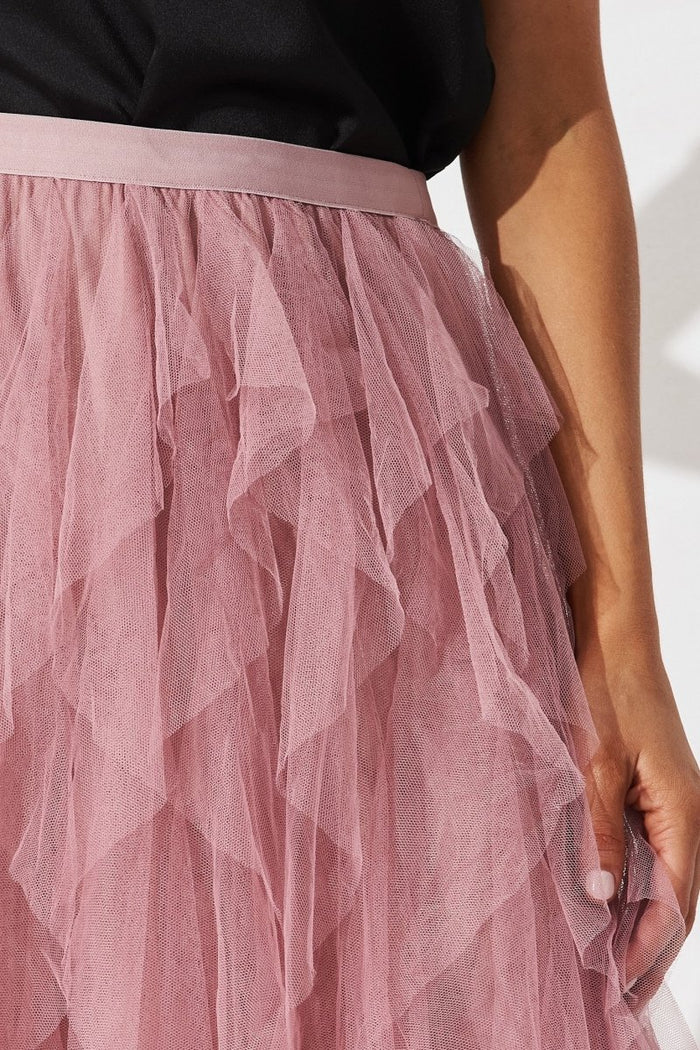 Cleef Midi Tulle Skirt In Pink - St Frock (Dev)