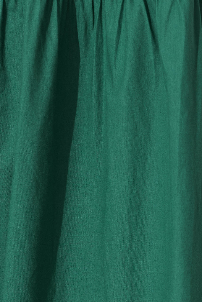 Amalie Midi Dress In Green Cotton - fabric