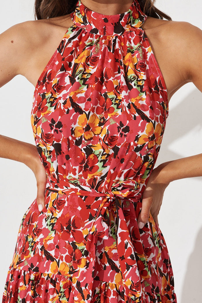 Khalo Dress In Red Floral - detail