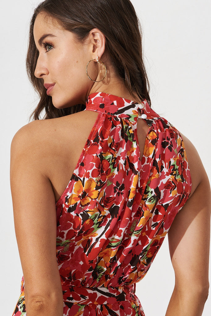 Khalo Dress In Red Floral - detail
