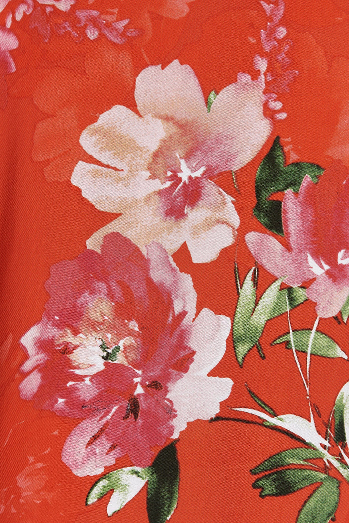 Aubryenne Maxi Wrap Dress In Red And Pink Floral - fabric