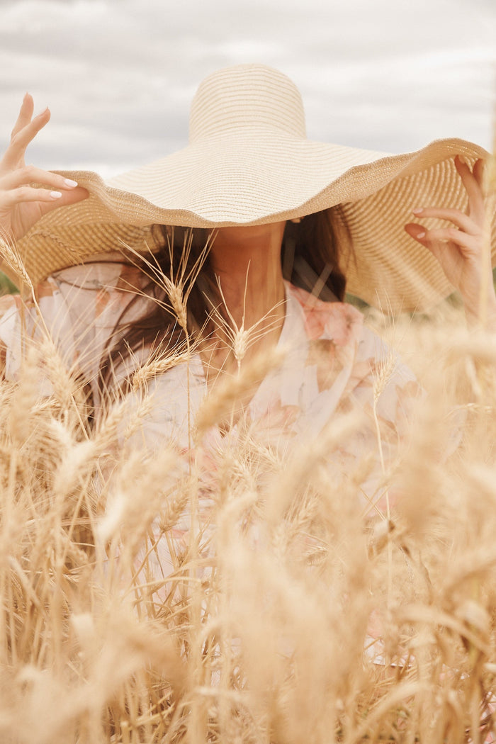 August + Delilah Positano Wide Brim Straw Hat In Beige - St Frock (Dev)