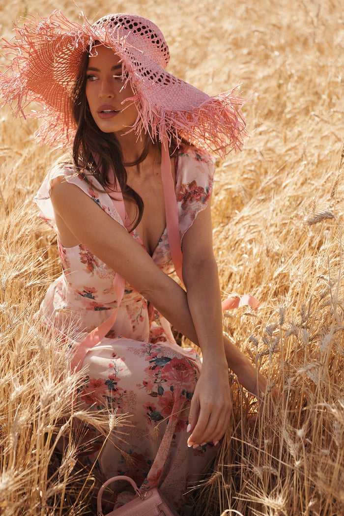 August + Delilah Kracy Straw Hat In Pink - St Frock (Dev)