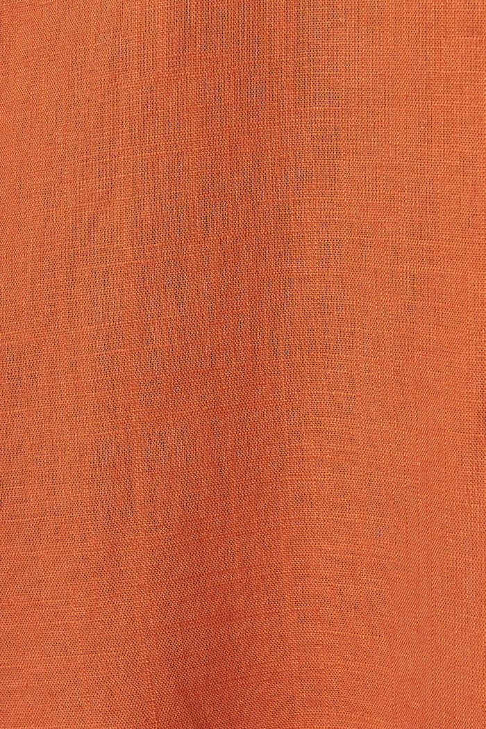 Fairfield Dress In Rust Linen Blend - fabric